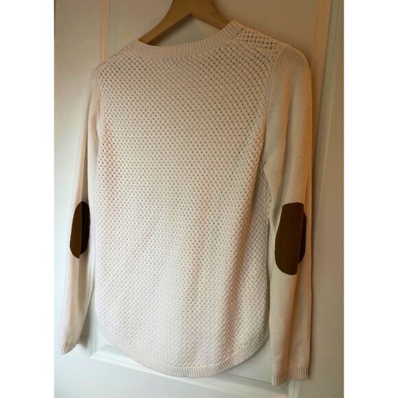 Lety & Me Josey Elbow Patch White Loose Fit Sweater Women's Size Small - Picture 5 of 9